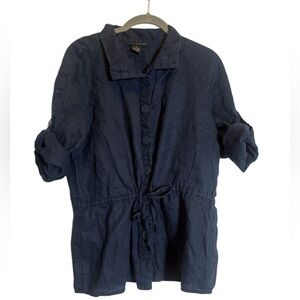 Grace Elements 100% Linen long sleeve blouse roll tab sleeve size 10
